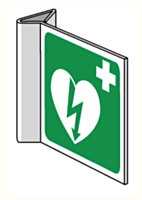 AED-pictogram op bord haaks 15x15cm